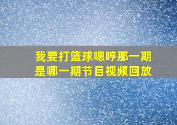 我要打篮球嗯哼那一期是哪一期节目视频回放