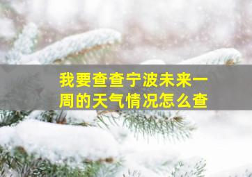 我要查查宁波未来一周的天气情况怎么查