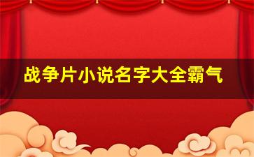 战争片小说名字大全霸气