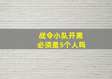 战令小队开黑必须是5个人吗