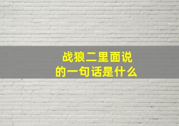 战狼二里面说的一句话是什么