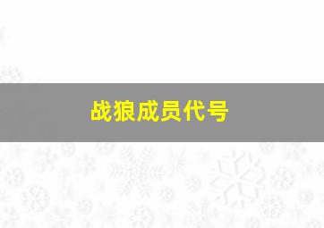 战狼成员代号