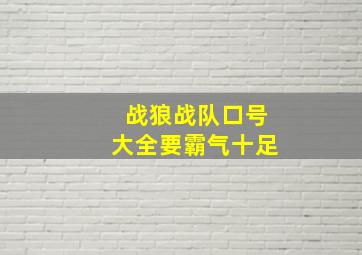 战狼战队口号大全要霸气十足