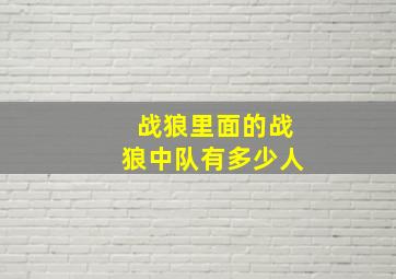 战狼里面的战狼中队有多少人