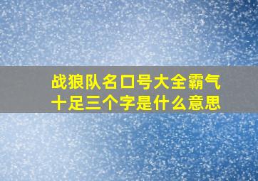 战狼队名口号大全霸气十足三个字是什么意思