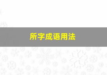 所字成语用法