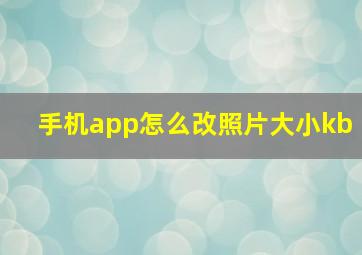 手机app怎么改照片大小kb