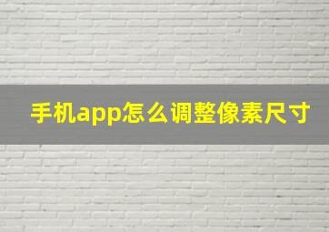 手机app怎么调整像素尺寸