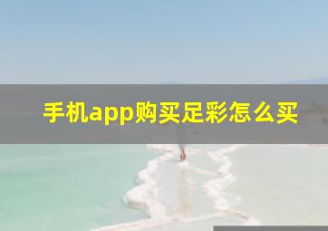 手机app购买足彩怎么买