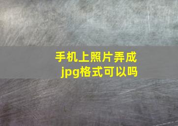 手机上照片弄成jpg格式可以吗