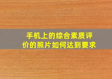 手机上的综合素质评价的照片如何达到要求