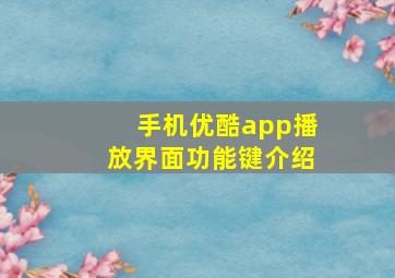 手机优酷app播放界面功能键介绍