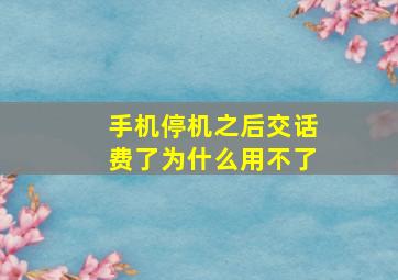 手机停机之后交话费了为什么用不了