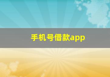 手机号借款app