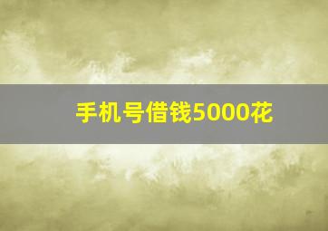 手机号借钱5000花