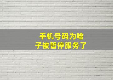 手机号码为啥子被暂停服务了