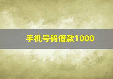 手机号码借款1000