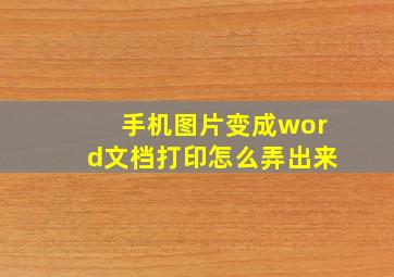 手机图片变成word文档打印怎么弄出来