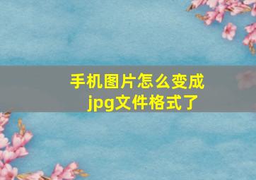 手机图片怎么变成jpg文件格式了