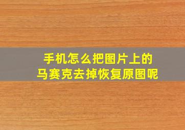 手机怎么把图片上的马赛克去掉恢复原图呢