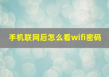 手机联网后怎么看wifi密码