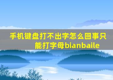 手机键盘打不出字怎么回事只能打字母bianbaile