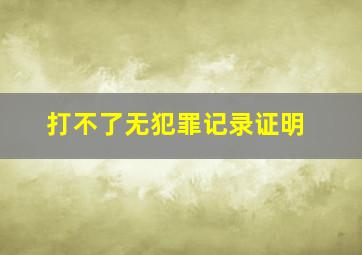 打不了无犯罪记录证明