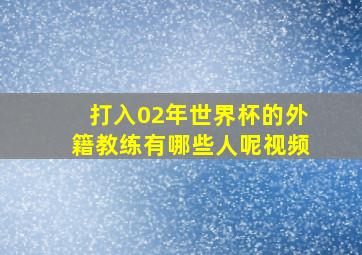 打入02年世界杯的外籍教练有哪些人呢视频