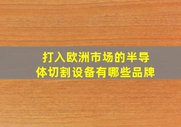 打入欧洲市场的半导体切割设备有哪些品牌