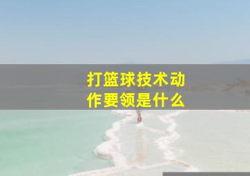 打篮球技术动作要领是什么