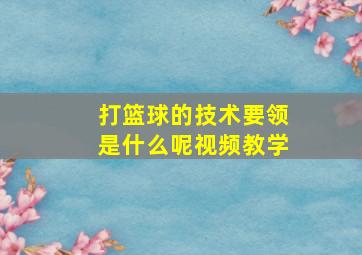 打篮球的技术要领是什么呢视频教学