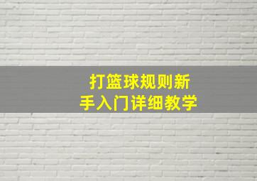 打篮球规则新手入门详细教学