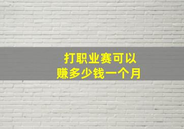 打职业赛可以赚多少钱一个月