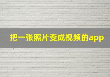 把一张照片变成视频的app