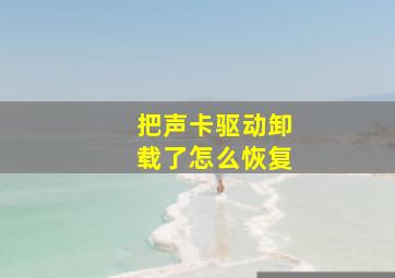 把声卡驱动卸载了怎么恢复