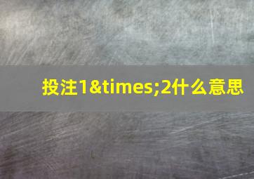 投注1×2什么意思