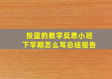 投篮的教学反思小班下学期怎么写总结报告