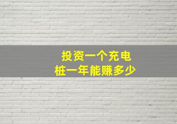 投资一个充电桩一年能赚多少