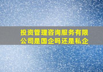 投资管理咨询服务有限公司是国企吗还是私企