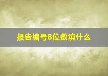 报告编号8位数填什么