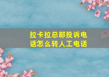 拉卡拉总部投诉电话怎么转人工电话