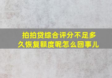 拍拍贷综合评分不足多久恢复额度呢怎么回事儿