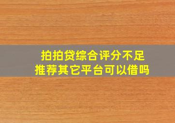 拍拍贷综合评分不足推荐其它平台可以借吗