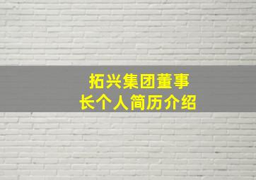 拓兴集团董事长个人简历介绍