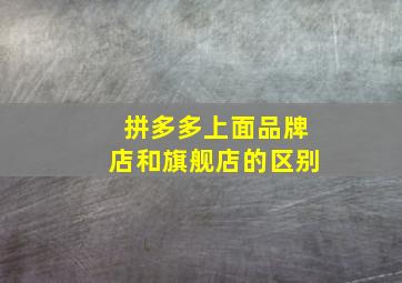 拼多多上面品牌店和旗舰店的区别