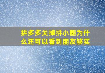 拼多多关掉拼小圈为什么还可以看到朋友够买