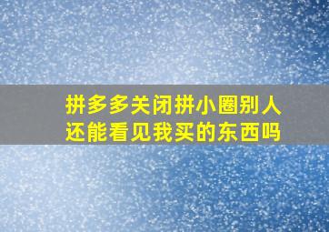 拼多多关闭拼小圈别人还能看见我买的东西吗