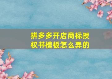 拼多多开店商标授权书模板怎么弄的