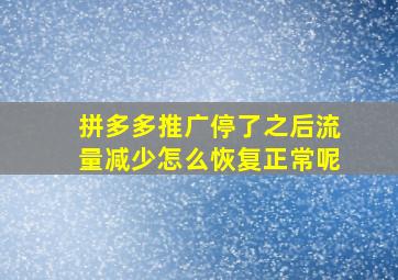 拼多多推广停了之后流量减少怎么恢复正常呢