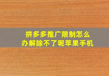 拼多多推广限制怎么办解除不了呢苹果手机